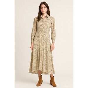 Vintage 1970's David Silverman London Prairie Dress‎ in XS Micro Flower Cottage